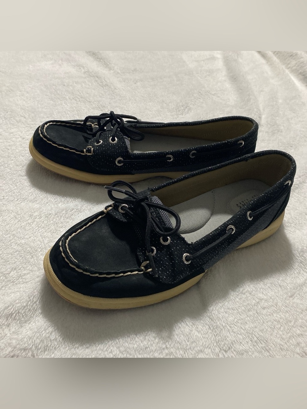 Sperry Black and Tan Women's Moccasin Boat Shoes